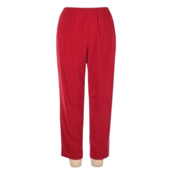 Allison Daley Red Velour Pants w/ Elastic Waistband & Pockets, NWT! - Picture 1 of 4